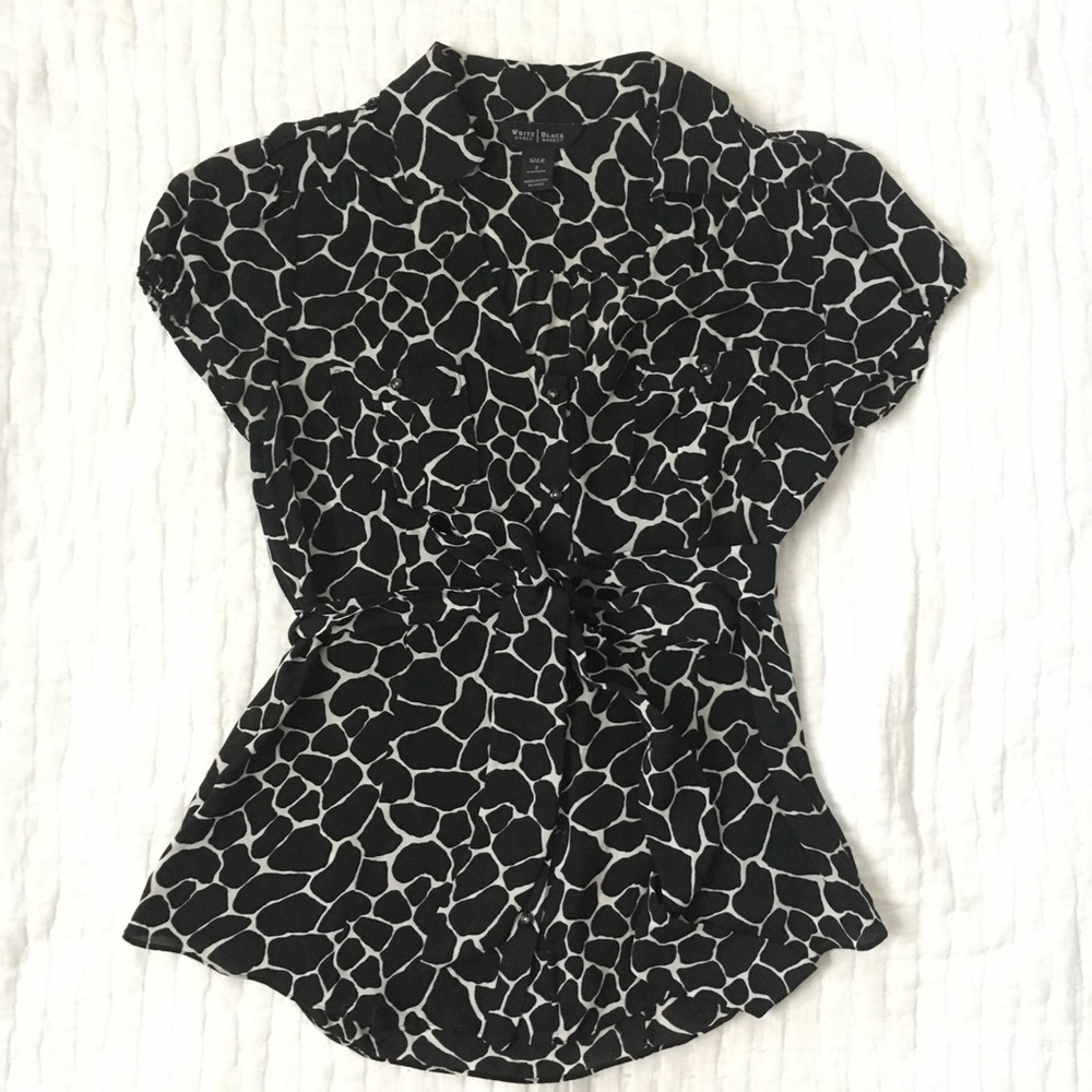 White House Black Market Black and White Blouse